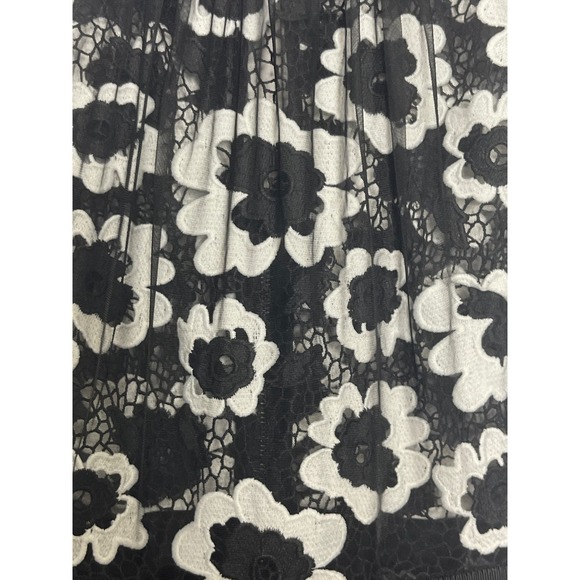 Self Portrait Floral Guipure 
ORGANDY OVERLAY LACE Dress Ivory Blk Gown SZ SM - Picture 7 of 12